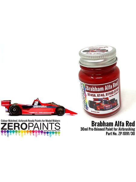 Brabham Alfa BT45, BT45B BT46 Red - 1 x 30ml. Paint for airbrush  manufactured by Zero Paints (ref. ZP-1091-30, also ZP-1091/30)